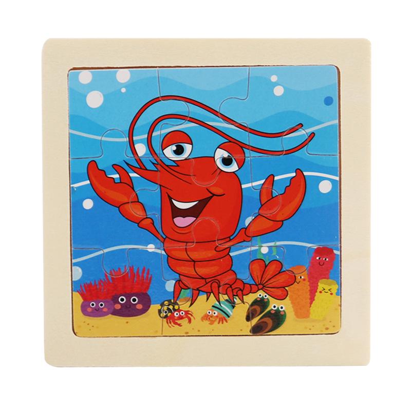 9-Piece Wooden Cartoon Animal Transport Jigsaw Toy for Early Education