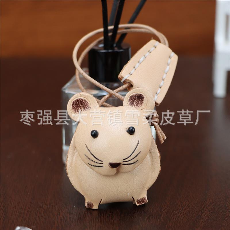 

First Layer Cowhide Mouse Pendant, Car Keychain, Leather Rope, Bag, Pendant, Accessories, Zodiac Gifts