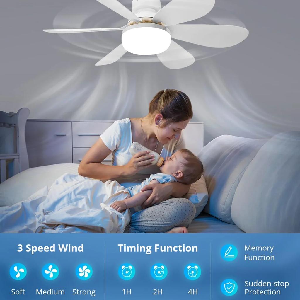 Modern Ceiling Led Light Fan 52CM 42CM Silent with Remote Control Ceiling Fan Lamp for Room Office Study Kitchen