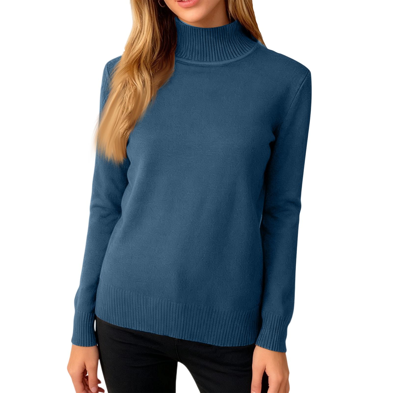 

Женский модный и повседневный однотонный базовый топ с длинным рукавом и флисовой подкладкой One Size синий