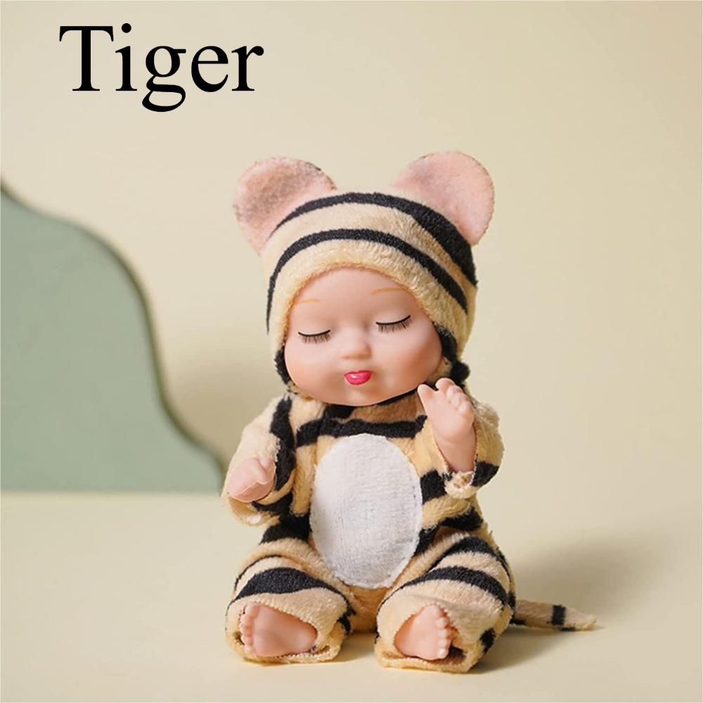 

Мини-кукла Rebirth 4,3 дюйма, милая кукла-животное, олень/пчела/медведь/жираф/тигр/кролик, моющийся материал ПВХ, вынужденная одежда и шляпа, игрушки