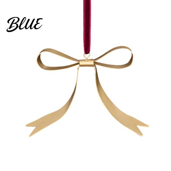 Decorative Bows for Garlands Gold Bow Christmas Ornaments Vintage Metal Hanging Decoration with Velvet Matte Ornaments Ribbon Xmas Tree Garland