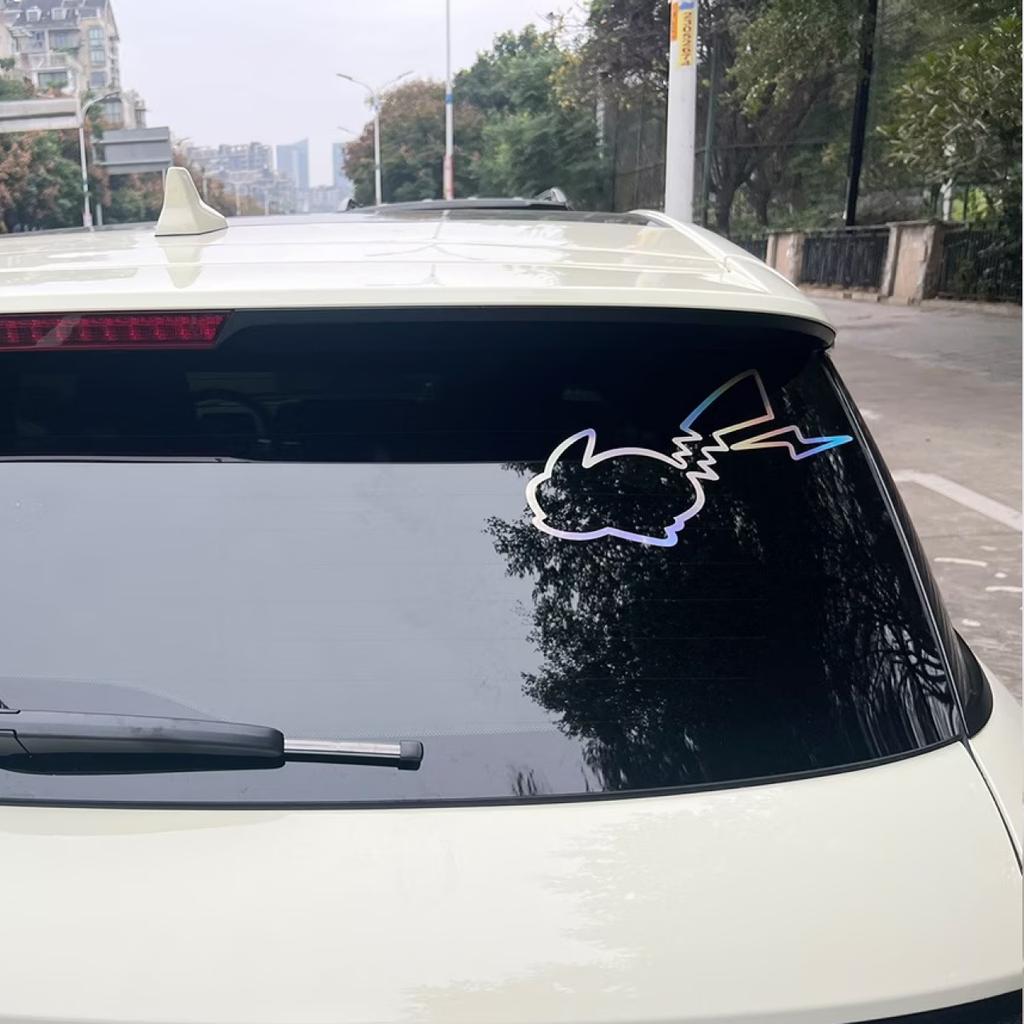 Car Styling Stickers Iridescent Cute Lightning Animal Silhouette Waterproof Auto Window Decals Accessories