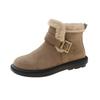 Fashion Flats Women Suede Ankle Boots Belt Buckle Plush Warm Shoes Woman Fashion Designer New 2025 Trend Winter Casual Cozy Botas Mujer