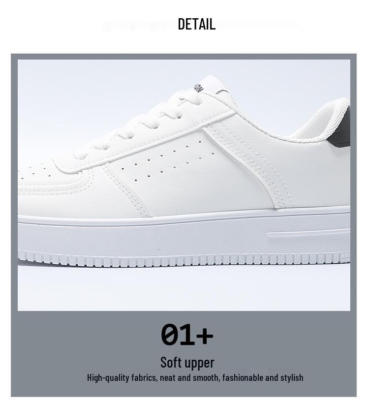 2025 Summer Men's Breathable White Skate Shoes - Trendy, Versatile, Thick Sole, Casual Sports Footwear for Students