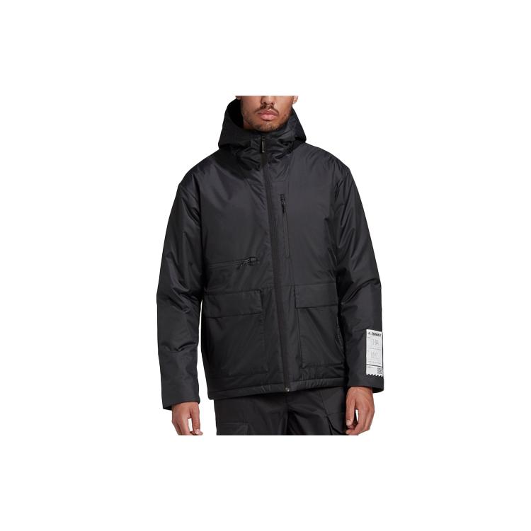 Adidas Solid Color Hooded Puffer Jacket Men's Black GL7401