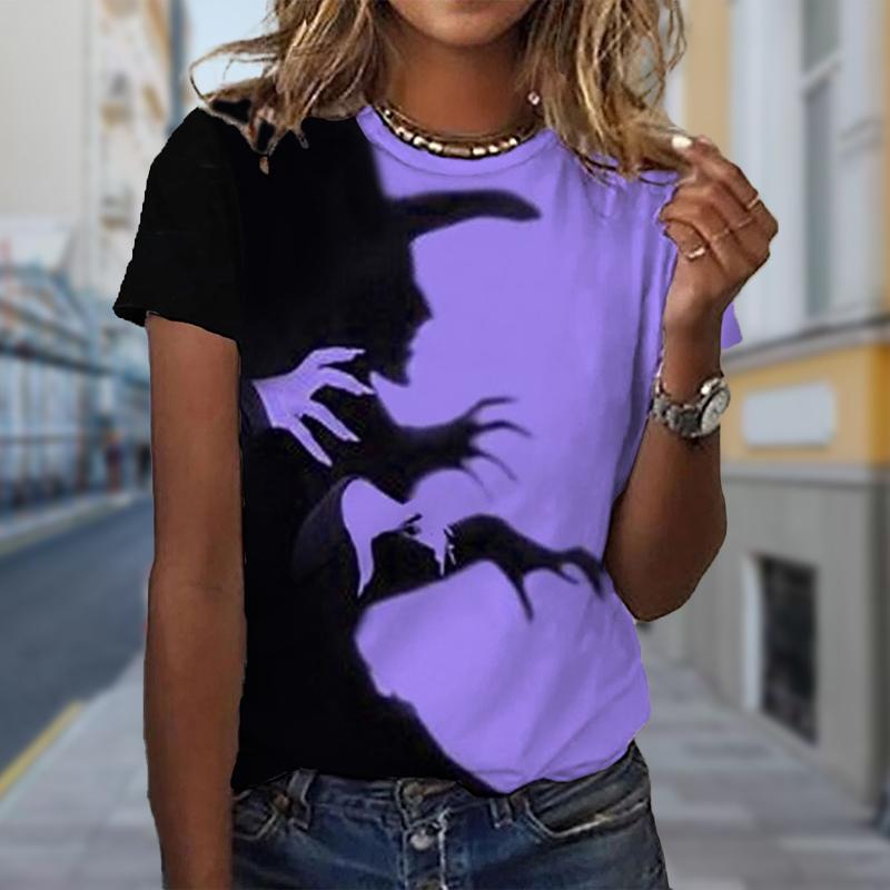 Mode Damen Dämonenjäger Print T-Shirt Lustiges Lässiges O-Ausschnitt Kurzarm T-Shirt Sommer Damen T-Shirt