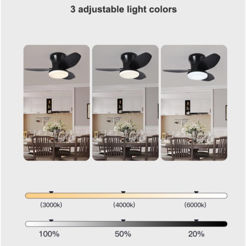 3 Adjustable Light Colors Modern LED Lighting Fan 6 Speed Adjustable Ceiling Fan Light Living Room  Kitchen Balcony Fan Lamp