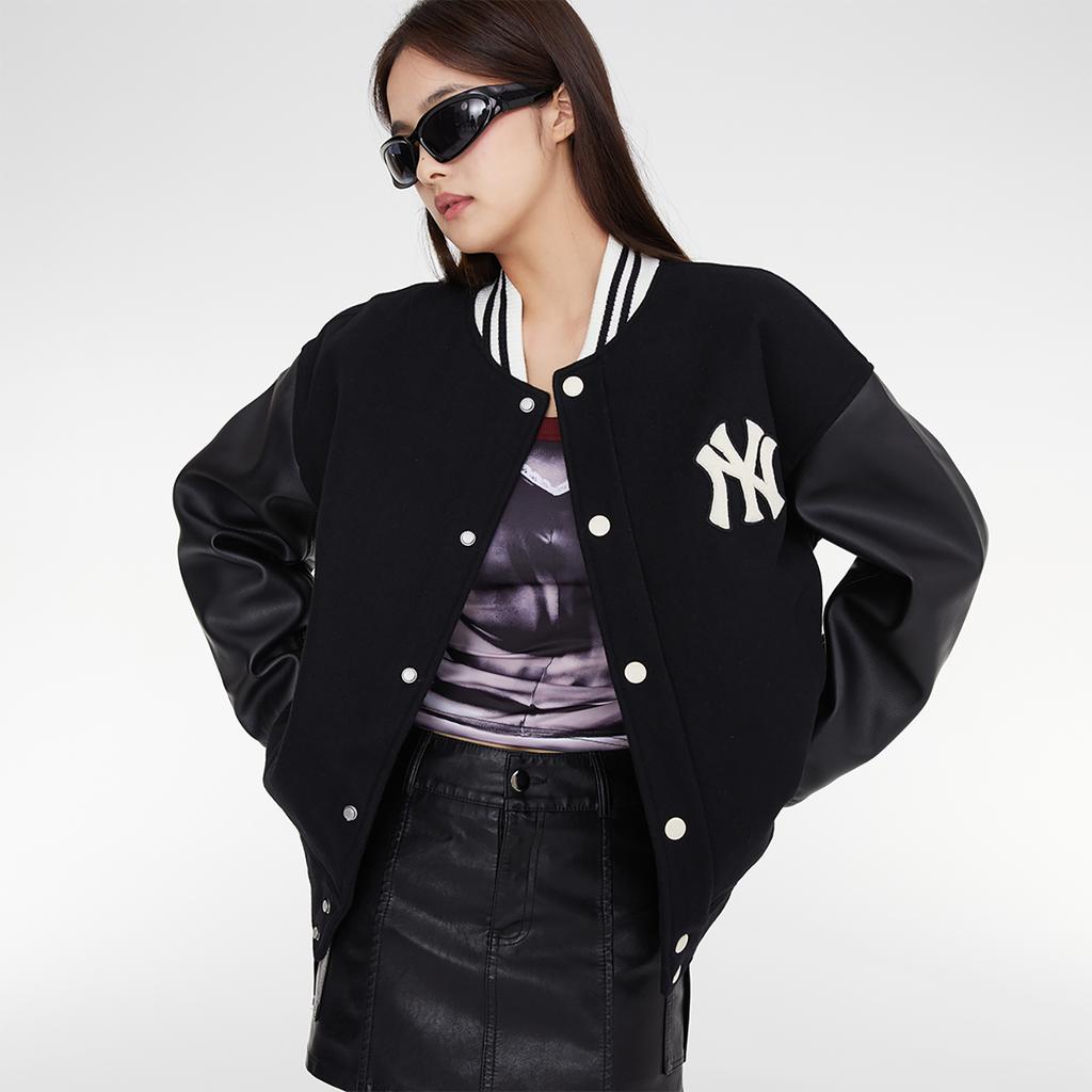 New MLB Baseball Jacket Unisex Black 3AJPV0634-50BKS