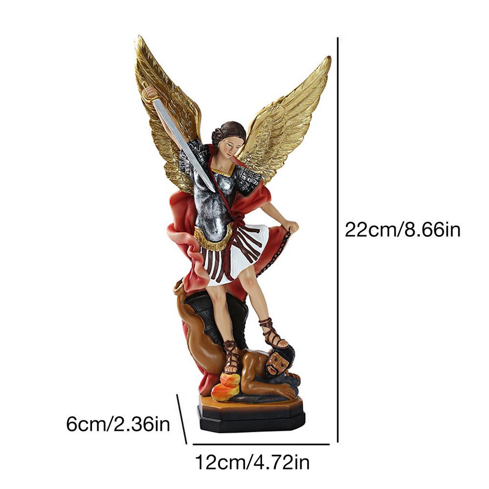 Svētā Miķeļa Arhangēla Statuja Krāsainas Sveķu