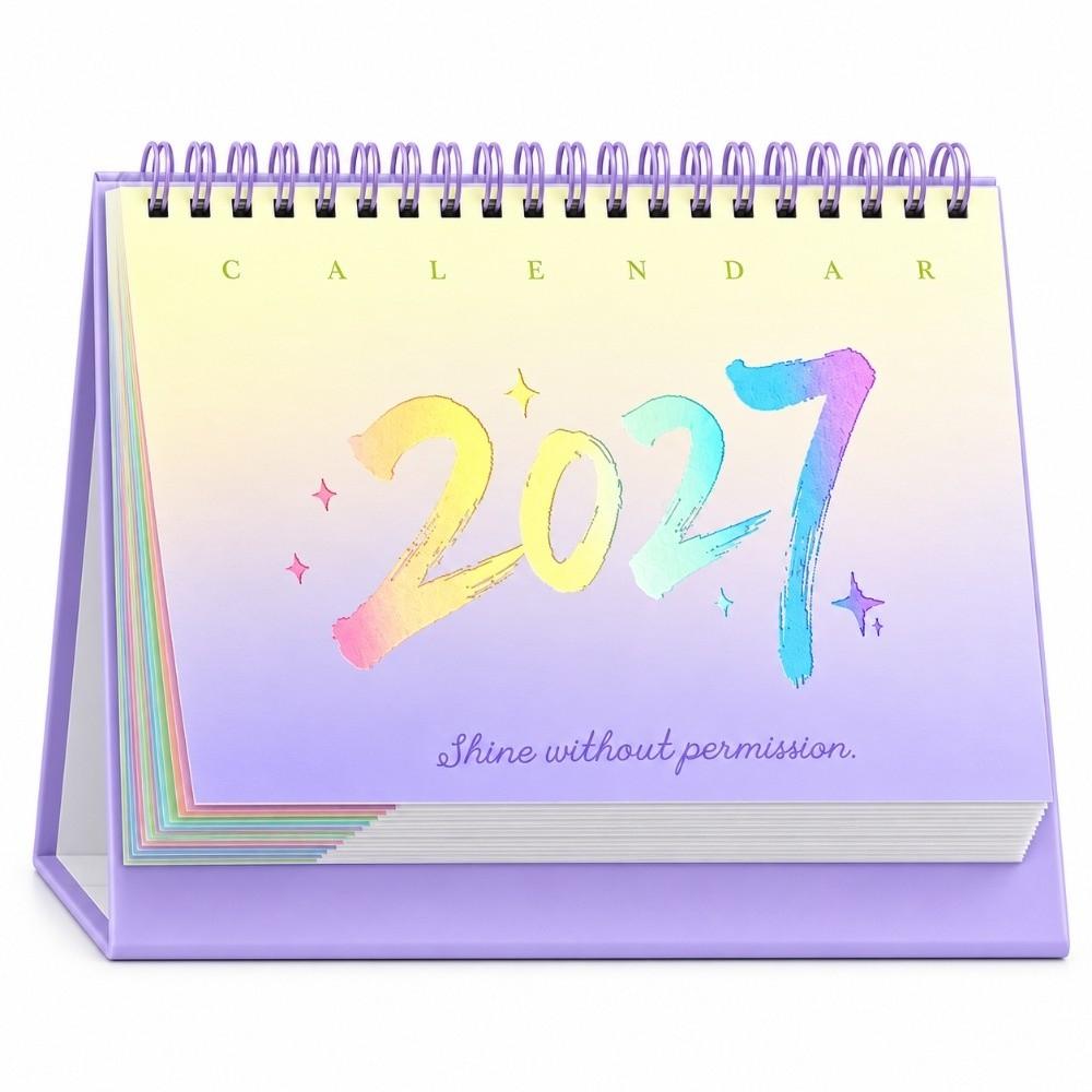 Dual-Sided Use 2027 Calendar Flip Design Table Calendar Portable Monthly Planner Calendar Students