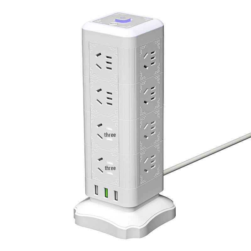 Multi-function Tower Power Strip with USB, Overload Protection, and Night Light