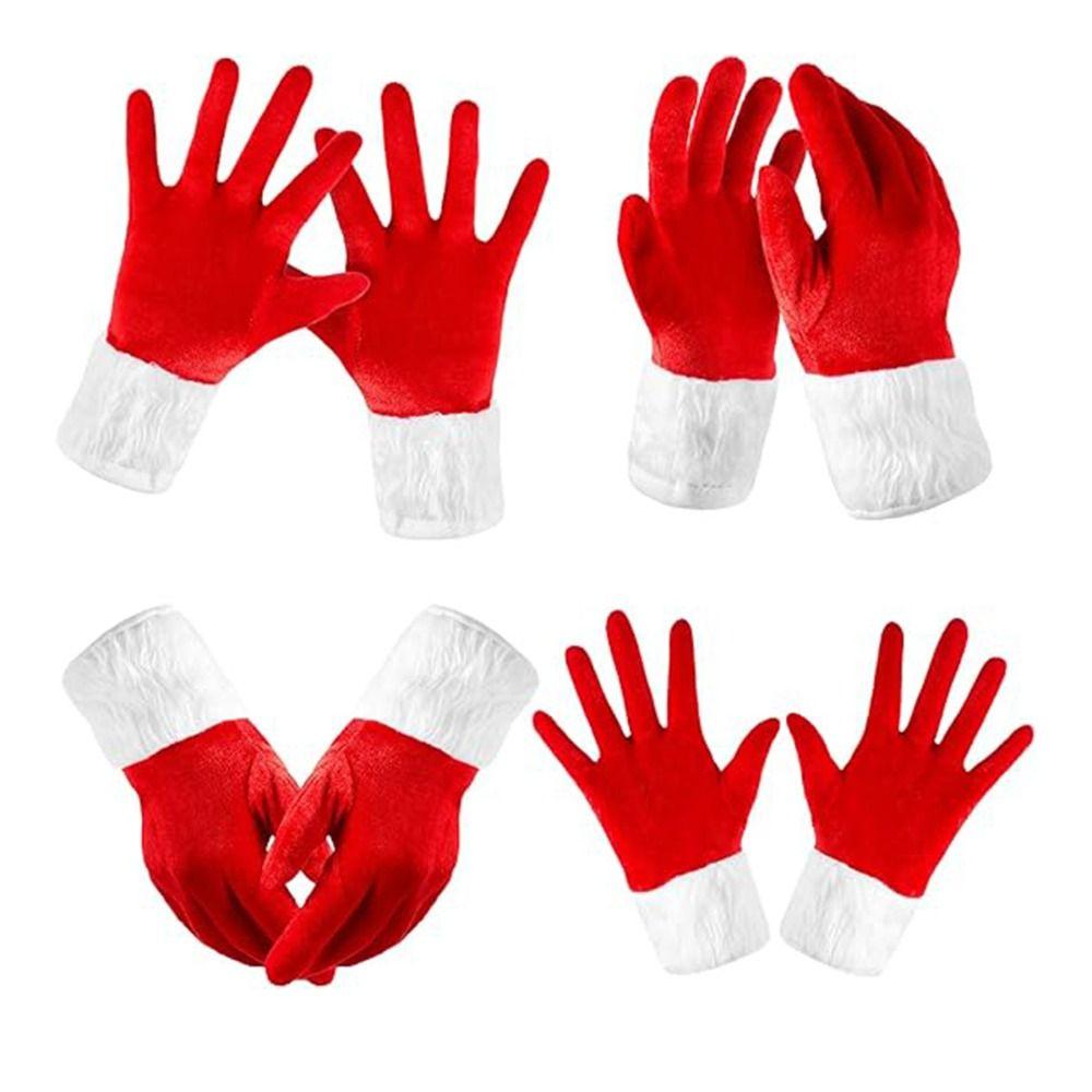 Short Santa Claus Gloves Warm Pleuche Christmas Gloves Festival Dress Party