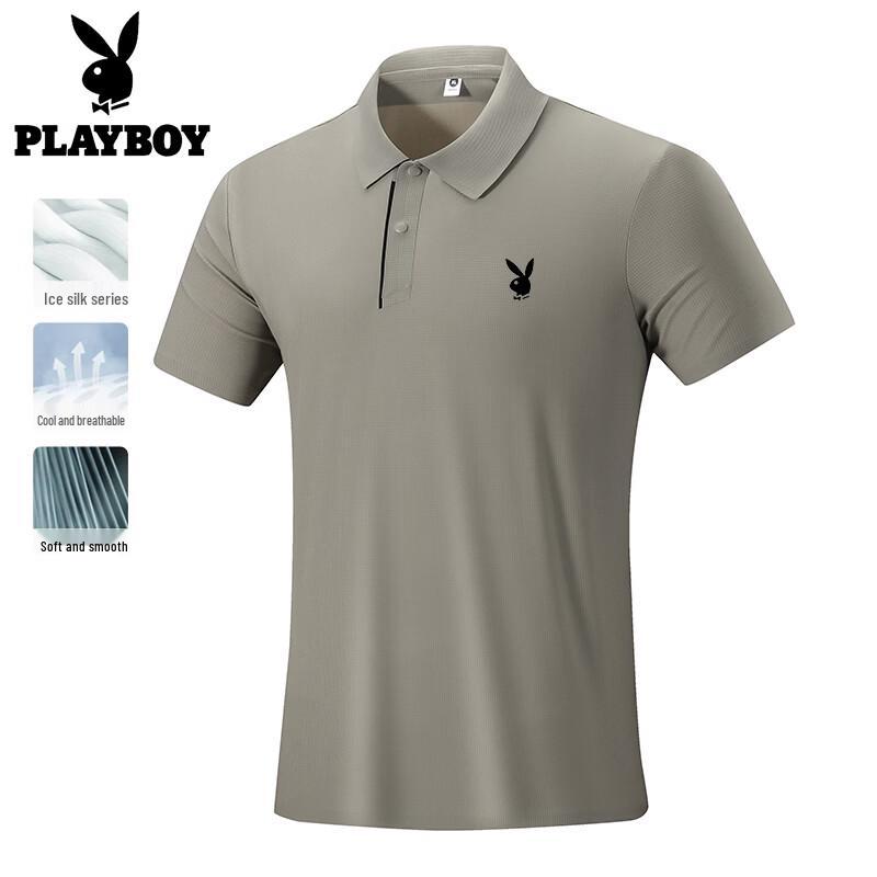 PLAYBOY Men s Ice Silk Breathable Polo Shirt 3XL