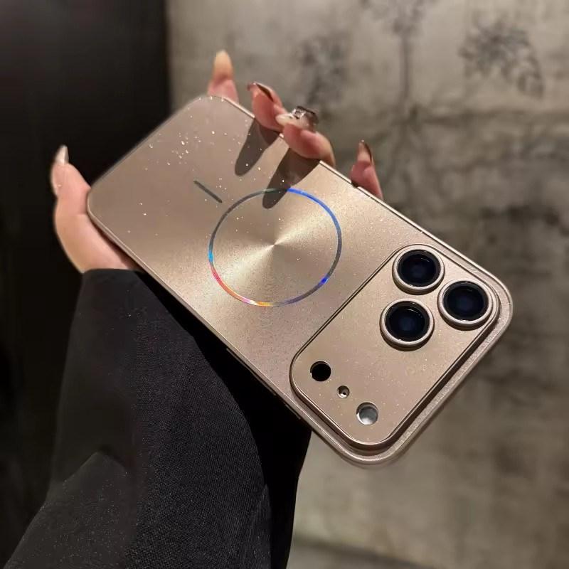 Magnetic Glitter Aurora Glossy Phone Case For Magsafe iPhone 17 Air 16 15 PM 14 13 12 11 Pro Max Full Lens Protection Back Cover
