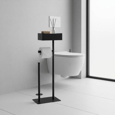 Toilet Paper Stand with Brush and Shelf Easy Assembly Bathroom Storage Rack with Toilet Brush Bathroom Tissue Storage Rack