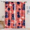 2pcs   Spring Summer Curtains Cute Cat Semi-Sheer Curtains Versatile Durable Polyester Decorations Inside Use for Digital