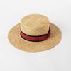 Spring and summer new fashion two-color webbing bow treasure grass wide brim flat top hat outdoor shopping sun protection straw hat
