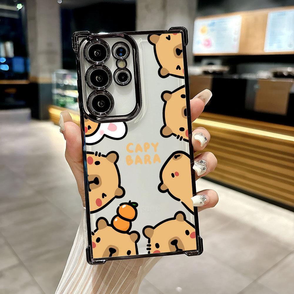 Capybara Cartoon Animal Funda For Samsung S26 Ultra Phone Case For Galaxy S25 FE S26 S24 S23 S22 S21 Ultra S20 Plus Clear Cover