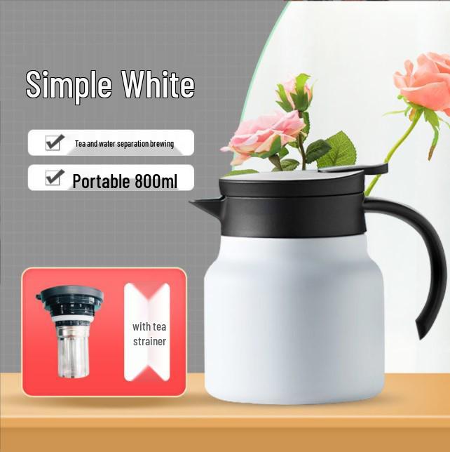 

Чайник из нержавеющей стали с вакуумной изоляцией - Идеально подходит для дома или офиса 800ml белый