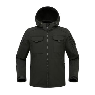 Men's Spring and Autumn Slim-fit Soft Shell Tactical Cycling Short Jacket Fleece Stretch Jacket Outdoor Cover Waterproof and Scratch-resistant Gray