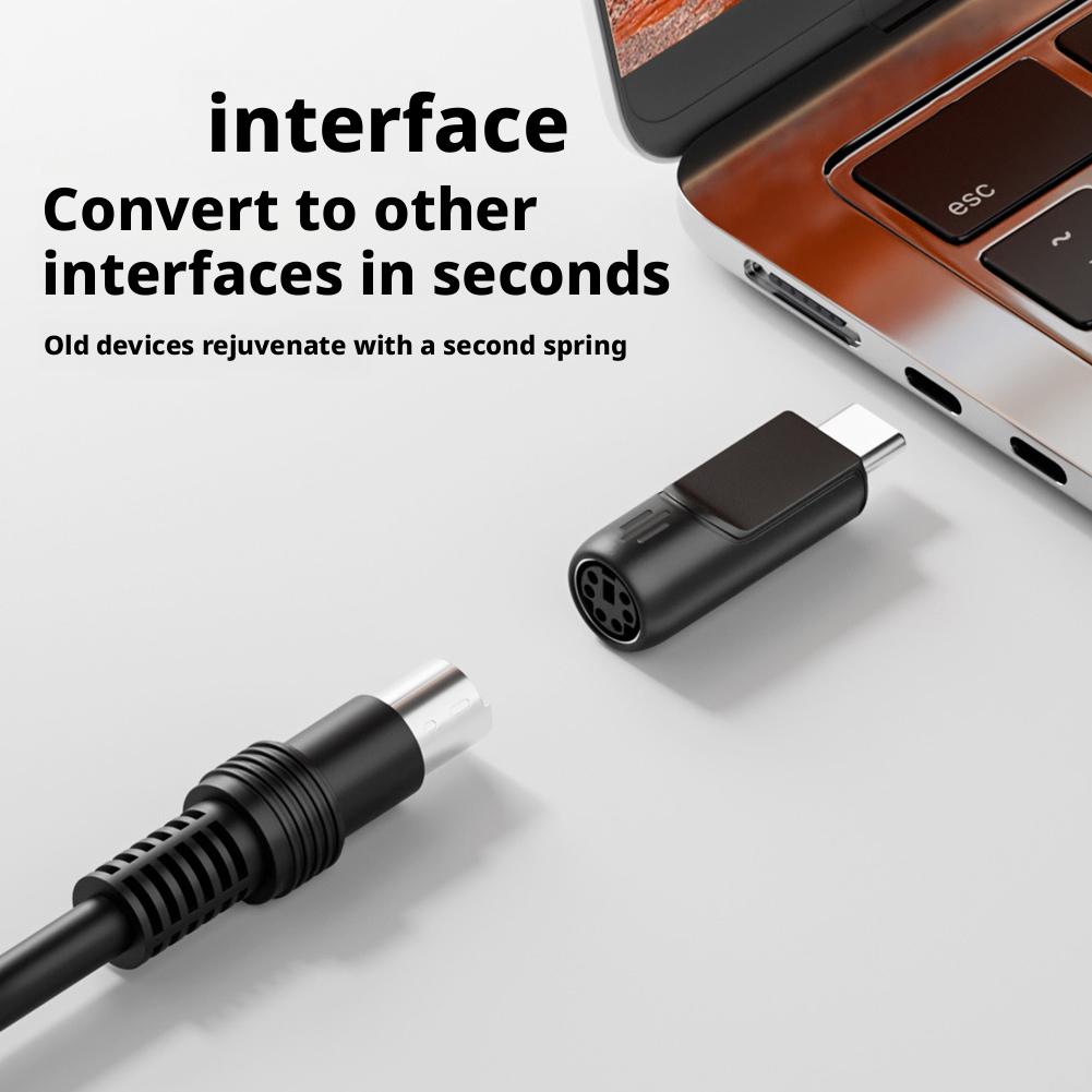 USB To PS2 Converter Keyboard Mouse Circular Hole 6-pin Adapter USB Female To PS2 Male Type-c To PS2 Female