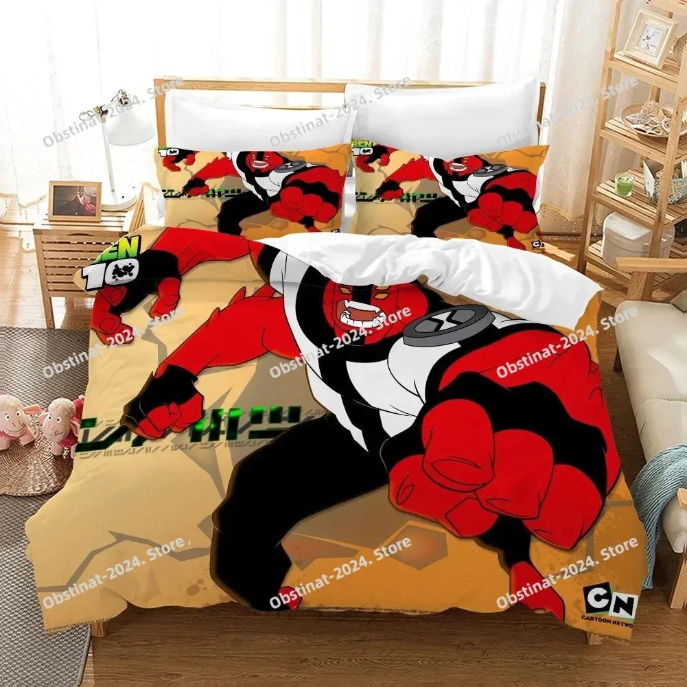 3D Cartoon Ben10 Bedding Set Print Bed Set With Pillowcase Bed Duvet Cover Soft Single Double Queen Super King Size Home Textile