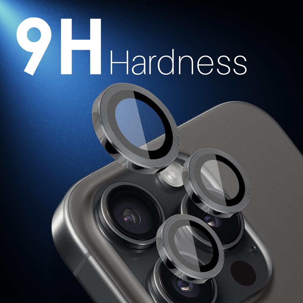 NORTHJO 2 Sets for iPhone 16 Pro/16 Pro Max Tempered Glass Camera Lens Film CD Veins Metal Ring Lens Guard