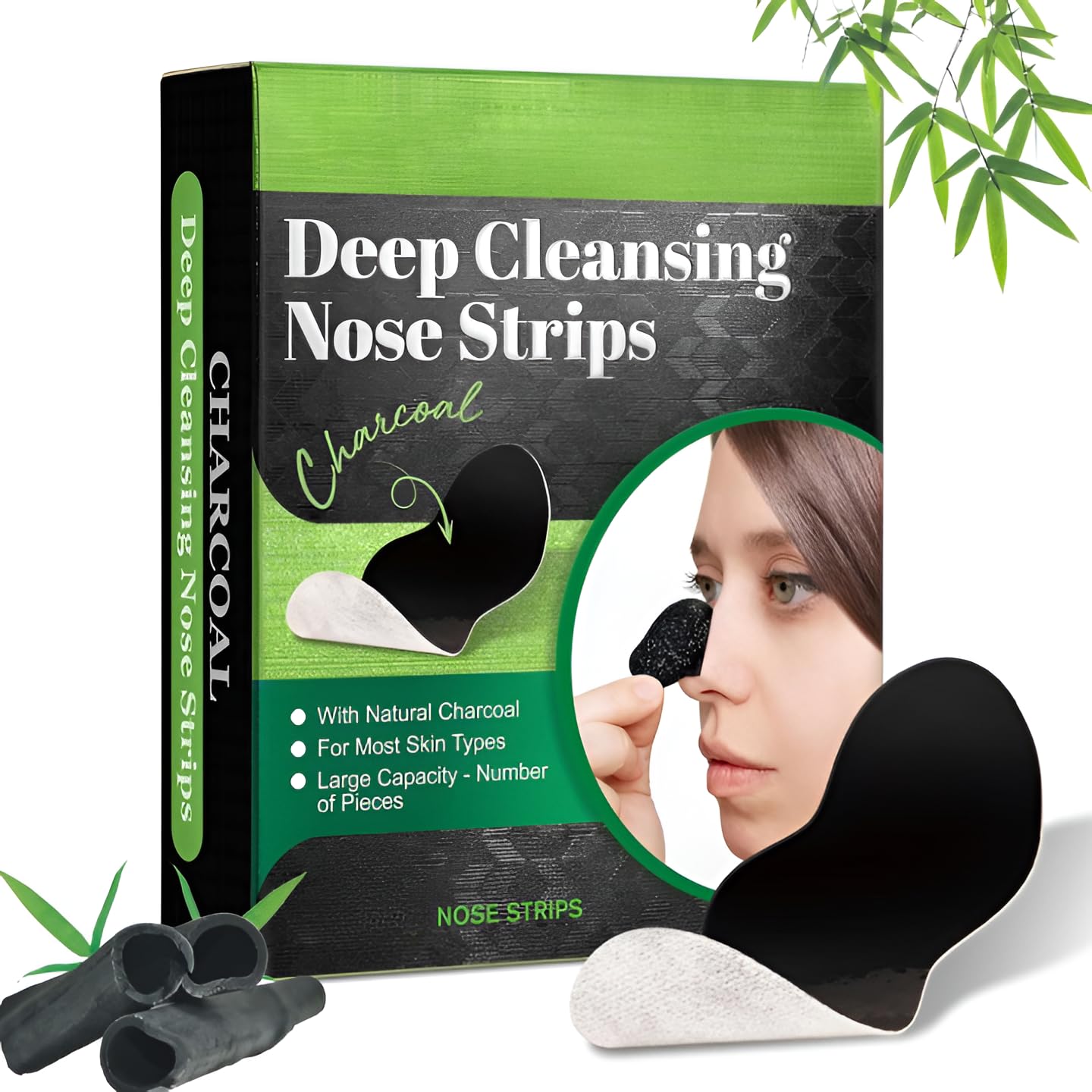 

GOLNILP Charcoal Nose Strips for Blackheads Removal, Deep Cleansing Pore Strips with Natural Charcoal for Oily & Normal Skin, Removes Dirt Oil Wh