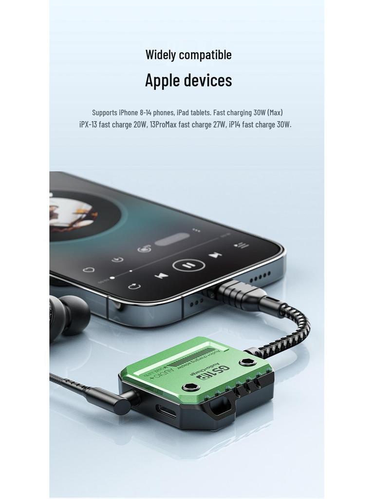 Pu Ji GS1 Sound Card: 2-in-1 Lightning Converter for Mobile Gaming