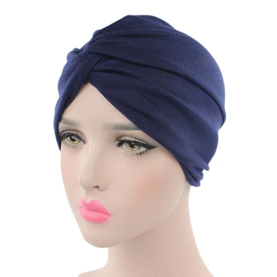 Solid Color Pleated Women Cancer Chemo Hat Beanie Turban Head Scarf Wrap Cap