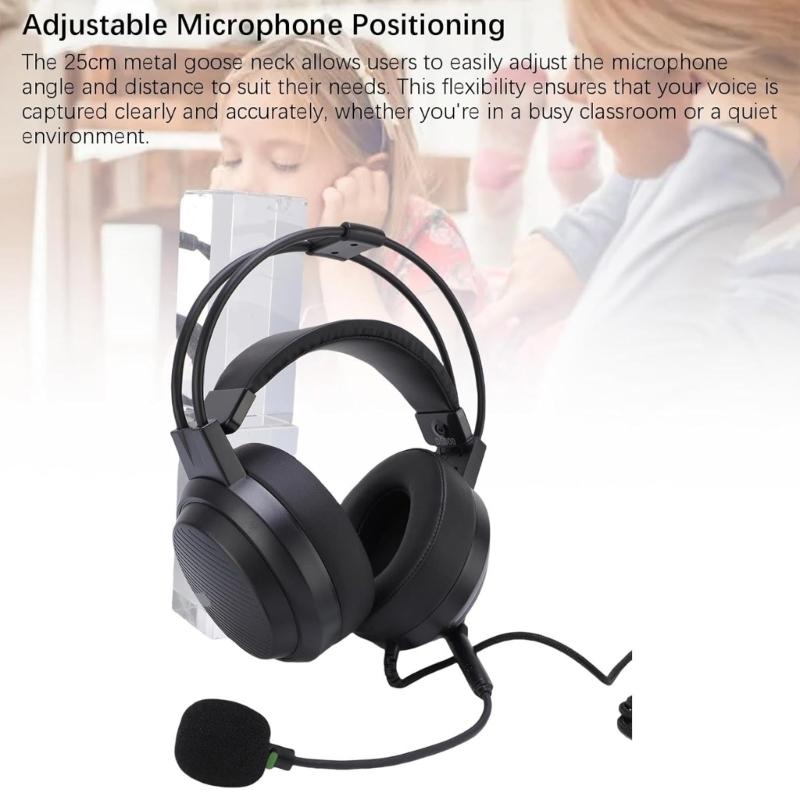 Over Ear Headphones With Interferences Resistant Cable Double Headband Sound Decoding For Online Learning