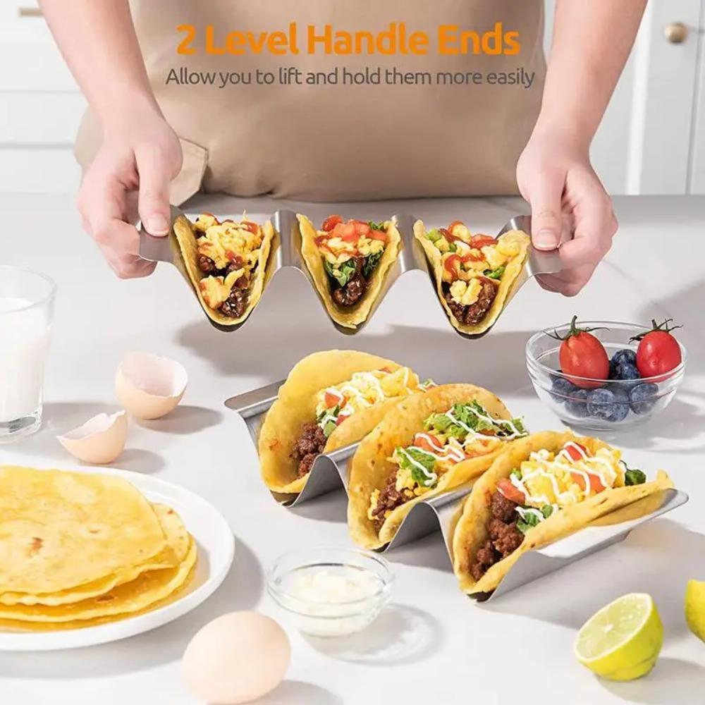 V-förmige Nut Edelstahl Taco-Halter Wellenförmiges Mexikanisches Essensregal Taco-Ständer Esstische