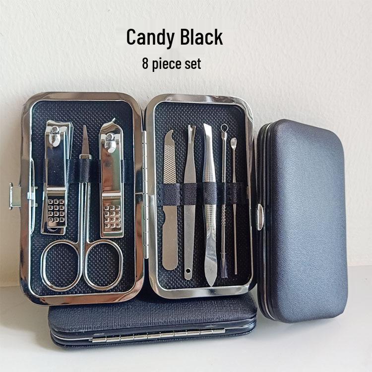 

8-Piece Stainless Steel Black Nail Clipper & Manicure Set
