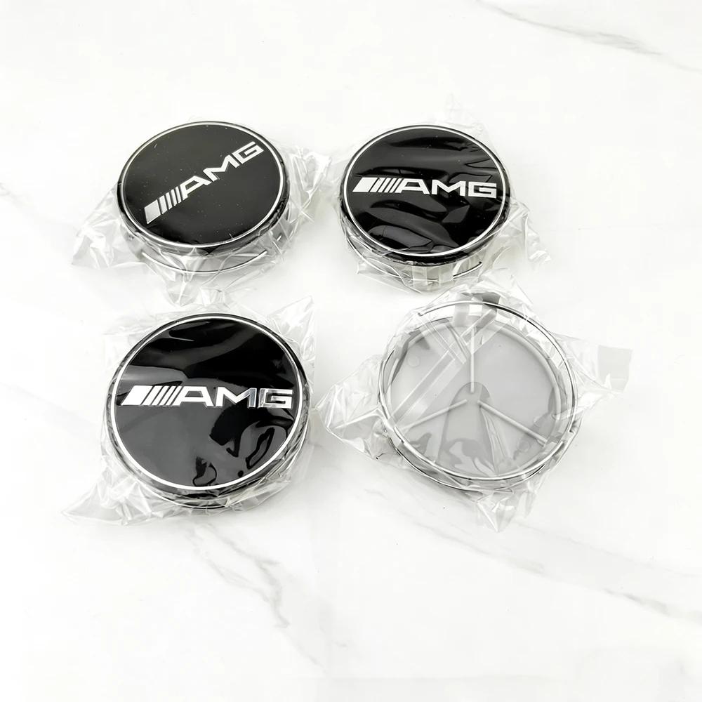 

4PCS 75MM Car Wheel Center Hub Caps Covers For Mercedes Benz A B C S Class AMG GLA CLA GLC W176 W204 W205 W221 Auto Accessories