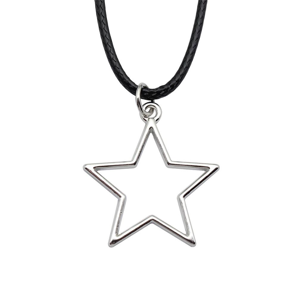 

Star Pendant Necklace Vintage Minimalist Moon Sun Charms Cosmic Jewelry With 45cm Leather Chain A29-1pcs-30x27mm