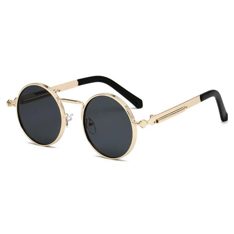 Retro Punk Spring Leg Round Sunglasses Men Metal Blue Myopia Lens Prescription Sun Glasses Women 0 -0.5 -0.75 To -6.0