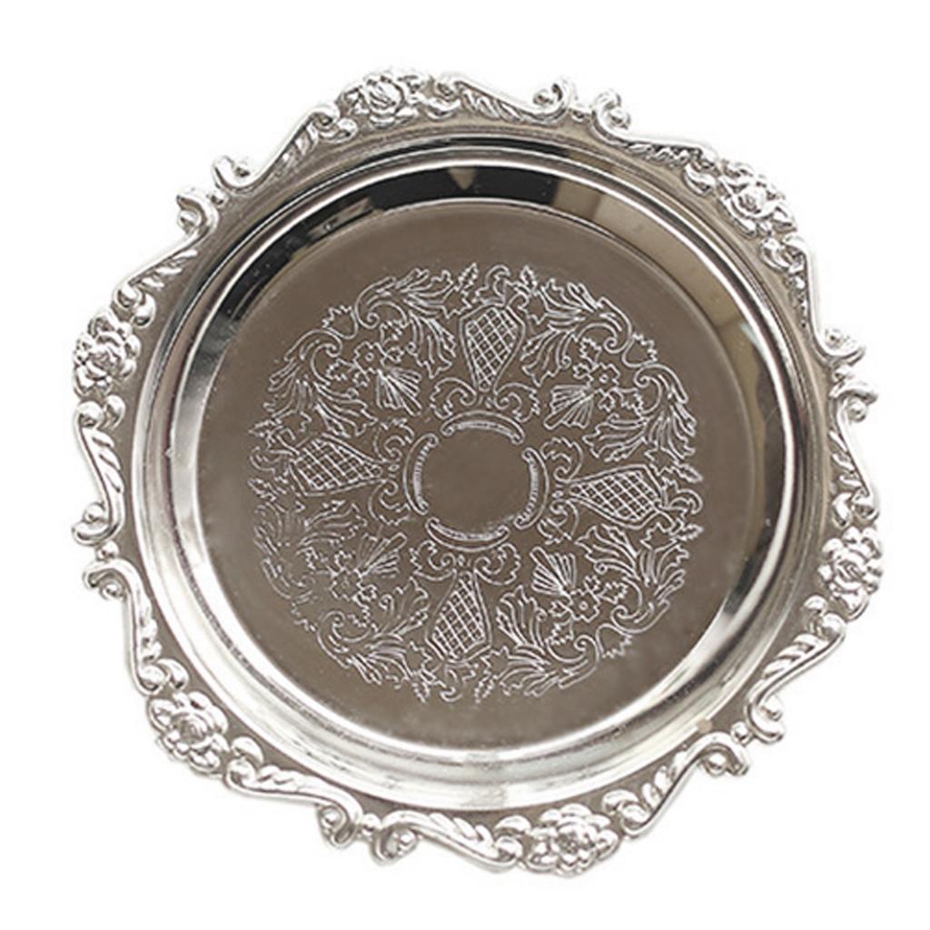 Metal Tray Round Sauce Dish Jewelry Storage Plate Snack Display Bowl Home Table Decoration Cake Dessert Organizer Container