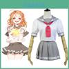 Love Live Sunshine Aqours Takami Chika Uniforme Traje de Marinheiro Fantasia Cosplay Saia Para Fãs de Anime