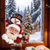 Winter Wonderland Decals Santa Claus Snowman and Elk Static Glass Stickers Christmas Window Cling Snow Scene Decor Removable PVC for Holiday
