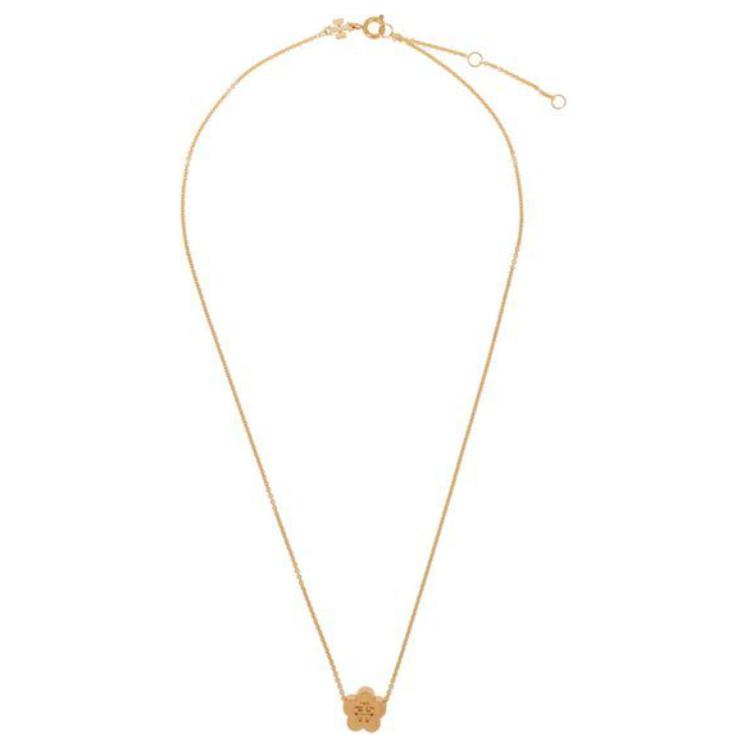 Tory Burch Floral Pendant Brass Necklace Women necklace Gold 1572020720 F,Gold