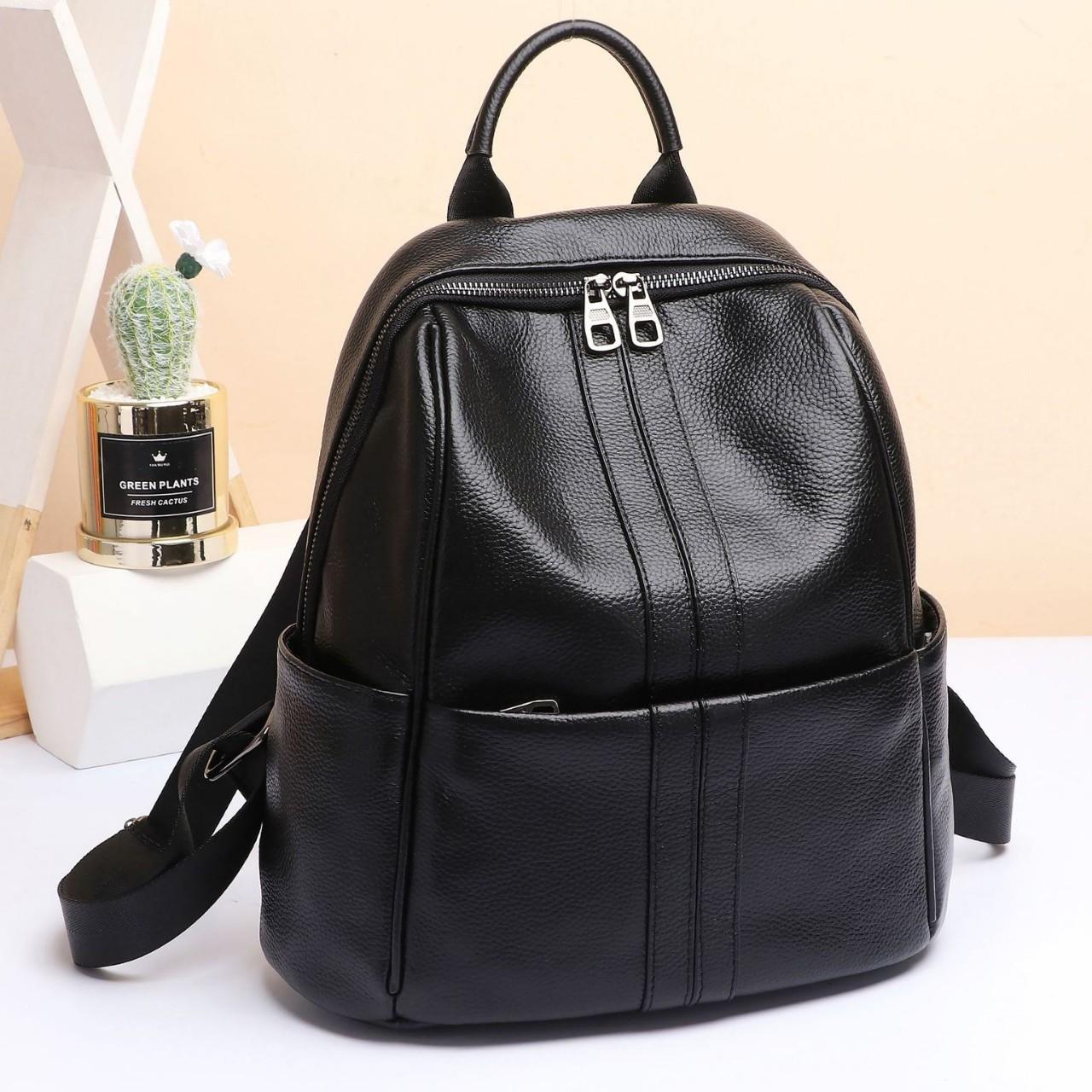 Женский рюкзак из коровьей кожи большая вместимость модная новая дорожная сумка чёрный 5700₽