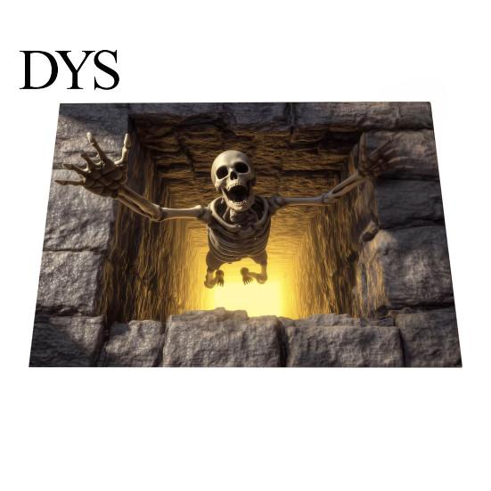 Alfombra de Ilusión 3D Alfombra de Halloween, Patrón de Calavera Óptica con Profundidad Realista, Decoración de Entrada de Horror Calabaza Espeluznante Felpudo Antideslizante para la Entrada