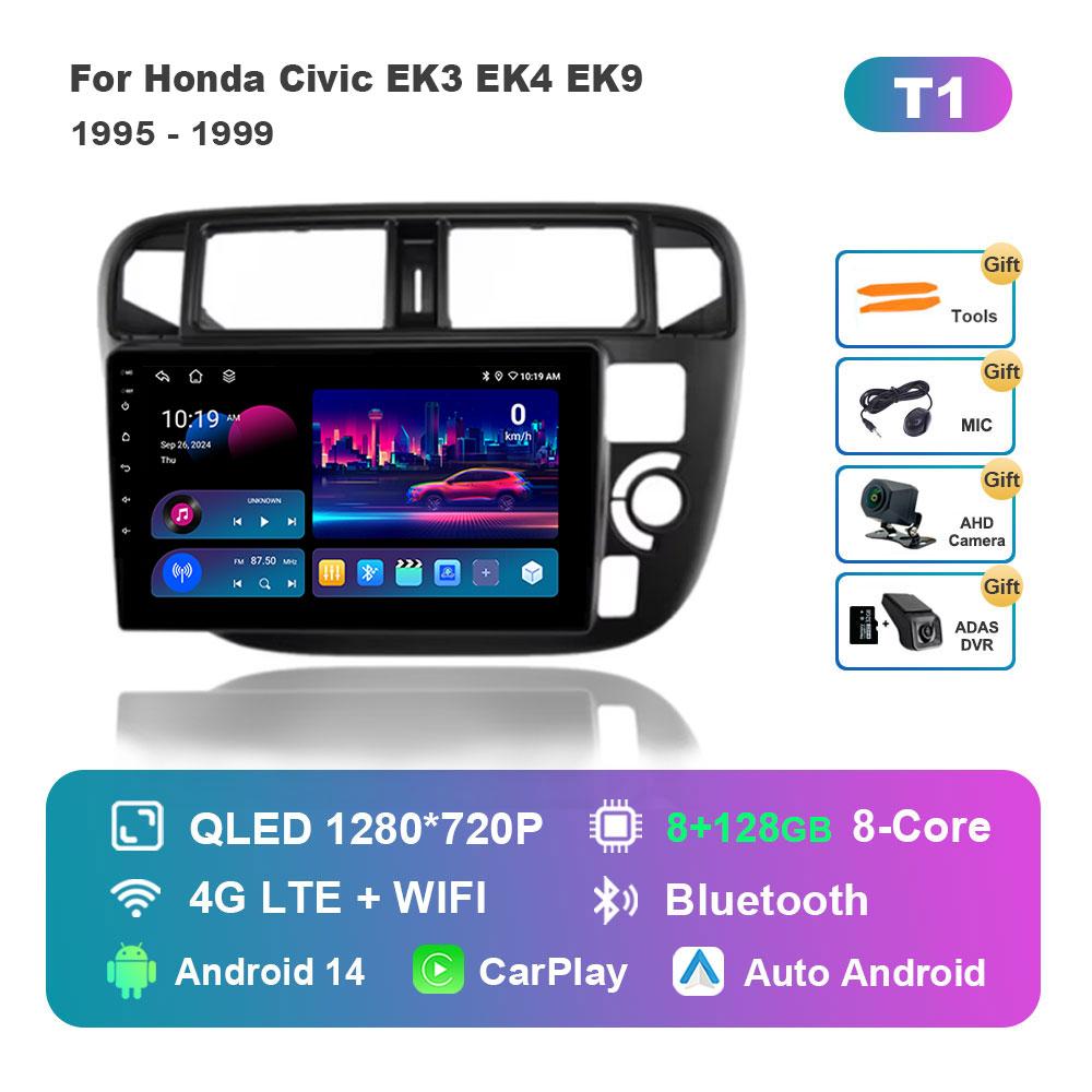 Navigation GPS Android 14 for Honda Civic EK3 EK4 EK9 1995 - 1999 Car Radio Multimedia Player BT HD Screen 4G DSP Stereo WiFi