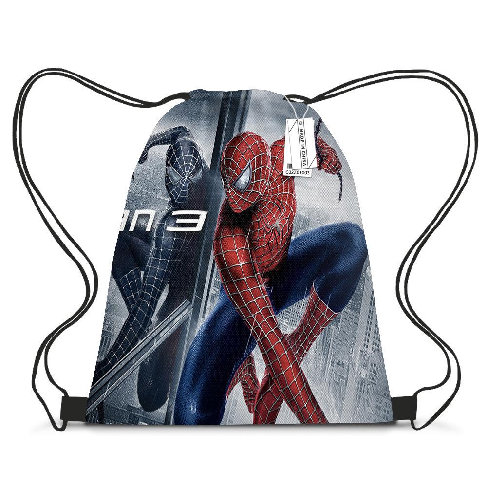 Bundle Pocket Casual Bag Spider-Man Shoulder Cartoon Student Print Drawstring Backpack Storage Bag