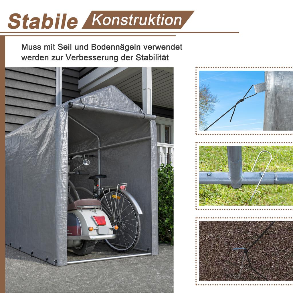 100x187x160cm Bicycle Garage, Waterproof Outdoor Bicycle Shed with Steel Frame & UV Protection – For Bicycle, Motorcycle, Scooter, Garden Tools