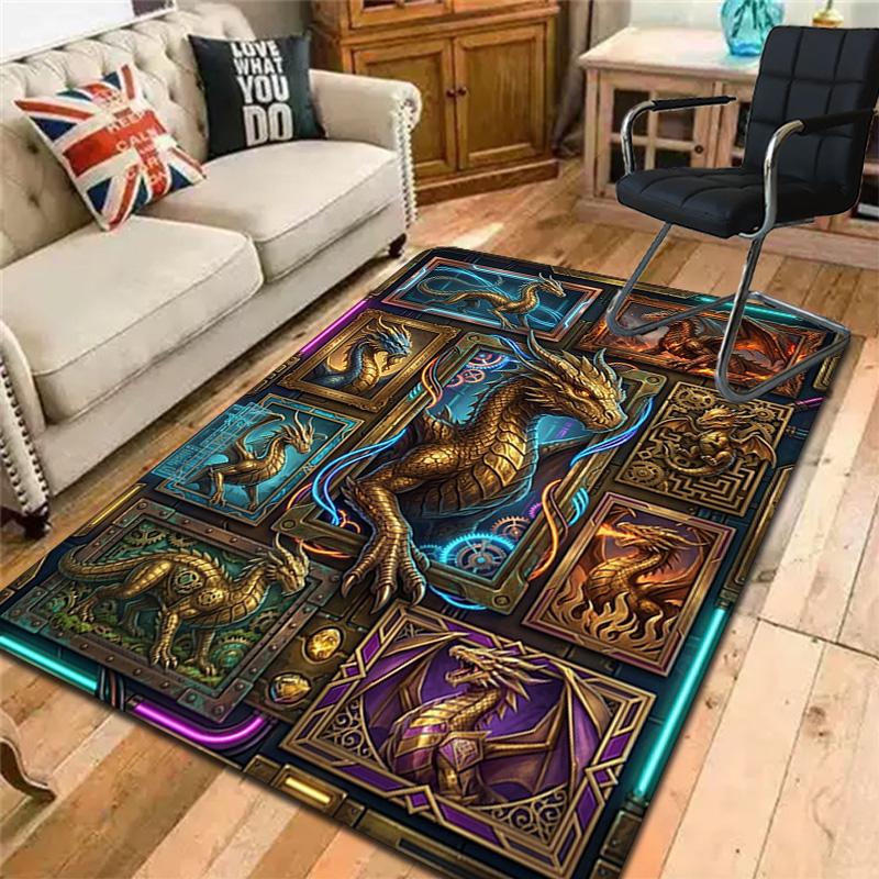 Steampunk Dragon Compilation Pattern Rug Floor Mat for Living Room or Bedroom Soft and Comfortable Carpet a Gift for Birthday and Holiday.