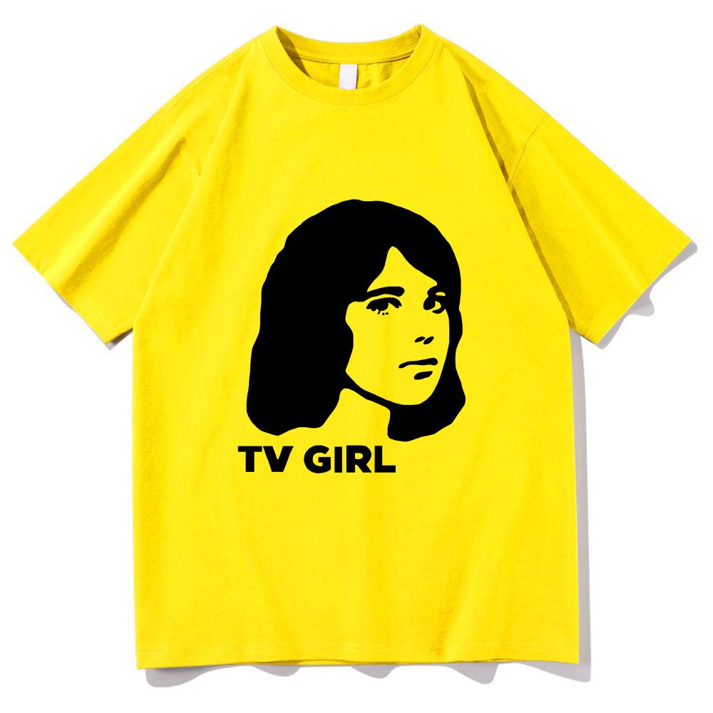 Klasické tričko s televizní dívkou Módní Vtipné Pánské dámské Oblečení Oblečení Letní Topy Vintage Unisex Bavlněná Grafická Trička