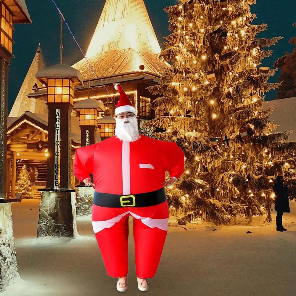 Lustiges aufblasbares Weihnachtsmann-Kostüm Cosplay Festlicher Anzug Weihnachten Schneemann-Anzug Für Weihnachten Feiertag Lustiger Jumpsuit Partyzubehör