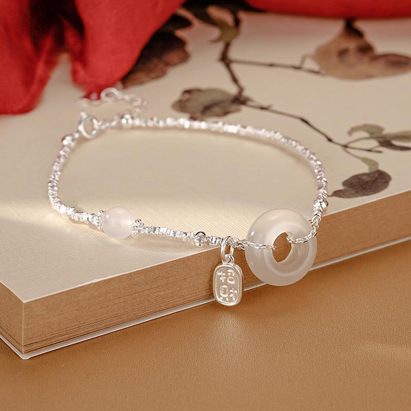 Tichiya S925 Sterling Silver Red Agate  Chalcedony Zodiac Bracelet 925 Silver